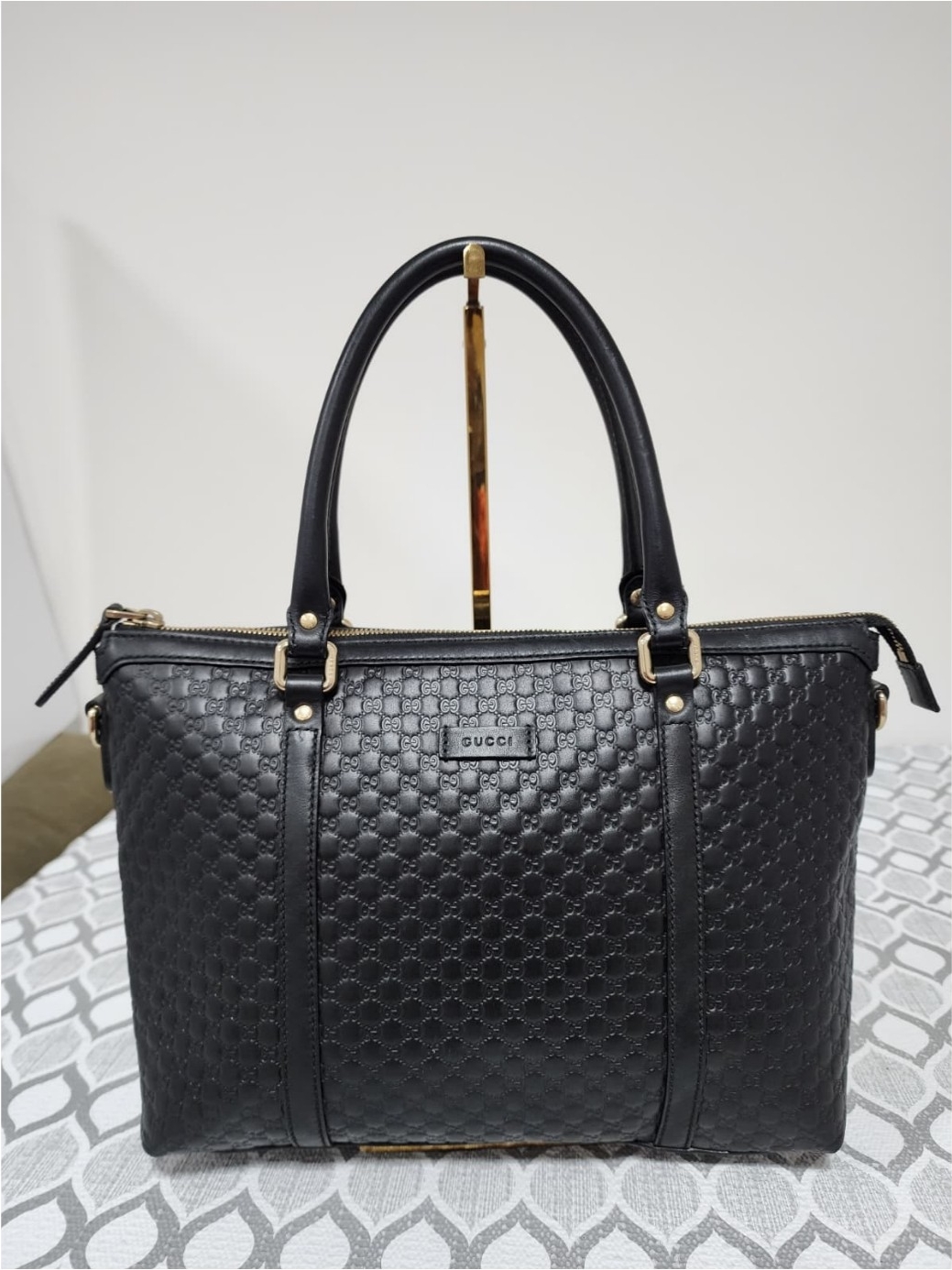 Gucci Micro Guccissima Leather Convertible Shoulder Bag Black